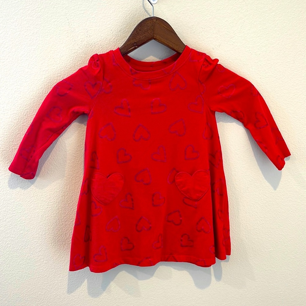 Cat & Jack Red Heart Pattern Dress
